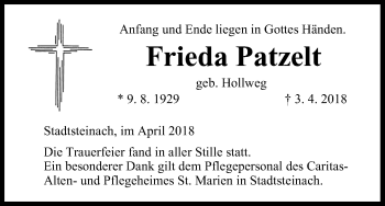 Anzeige von Frieda Patzelt von MGO