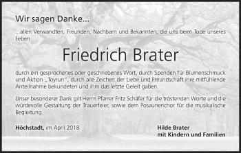 Anzeige von Friedrich Brater von MGO