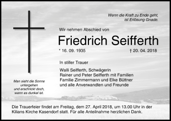 Anzeige von Friedrich Seifferth von MGO