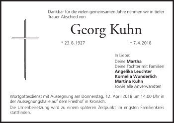 Anzeige von Georg Kuhn von MGO
