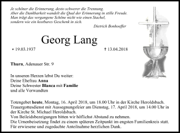 Anzeige von Georg Lang von MGO