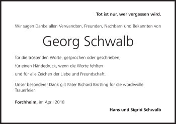 Anzeige von Georg Schwalb von MGO