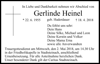 Anzeige von Gerlinde Heinel von MGO
