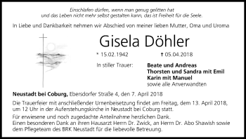 Anzeige von Gisela Döhler von MGO