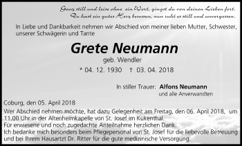 Anzeige von Grete Neumann von MGO