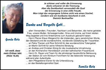 Anzeige von Gunda Betz von MGO
