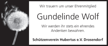 Anzeige von Gundelinde Wolf von MGO