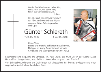 Anzeige von Günter Schlereth von MGO
