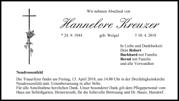 Anzeige von Hannelore Kreuzer von MGO