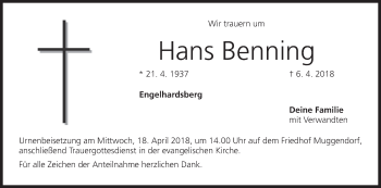 Anzeige von Hans Benning von MGO