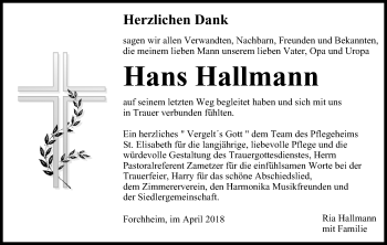 Anzeige von Hans Hallmann von MGO
