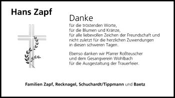 Anzeige von Hans Zapf von MGO