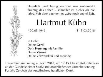 Anzeige von Hartmut Kühn von MGO
