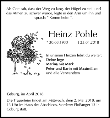 Anzeige von Heinz Pohle von MGO