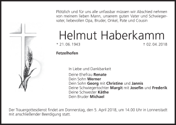 Anzeige von Helmut Haberkamm von MGO