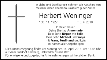 Anzeige von Herbert Weninger von MGO