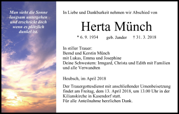 Anzeige von Herta Münch von MGO