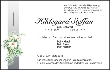 Anzeige von Hildegard Steffan von MGO