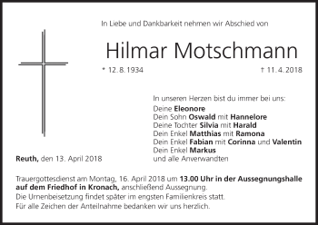 Anzeige von Hilmar Motschmann von MGO
