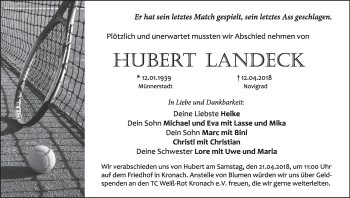 Anzeige von Hubert Landeck von MGO