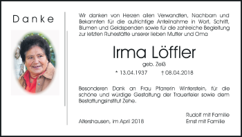 Anzeige von Irma Löffler von MGO