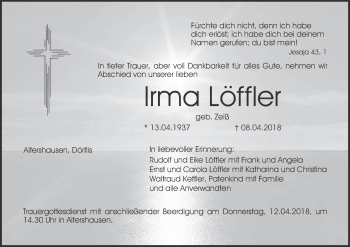 Anzeige von Irma Löffler von MGO