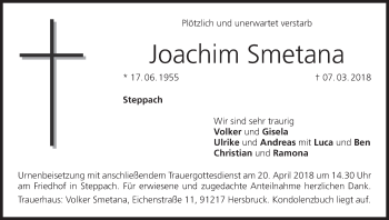 Anzeige von Joachim Smetana von MGO