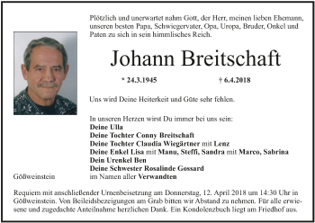 Anzeige von Johann Breitschaft von MGO