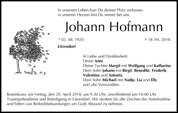 Anzeige von Johann Hofmann von MGO