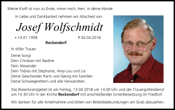 Anzeige von Josef Wolfschmidt von MGO