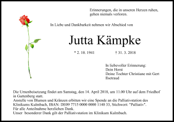 Anzeige von Jutta Kämpke von MGO