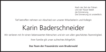 Anzeige von Karin Baderschneider von MGO