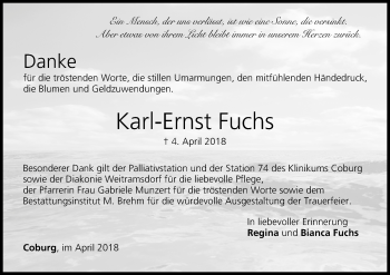 Anzeige von Karl-Ernst Fuchs von MGO