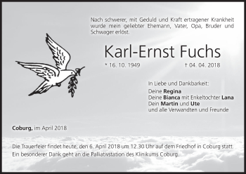 Anzeige von Karl-Ernst Fuchs von MGO