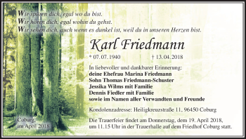 Anzeige von Karl Friedmann von MGO