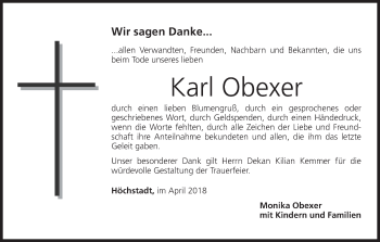 Anzeige von Karl Obexer von MGO