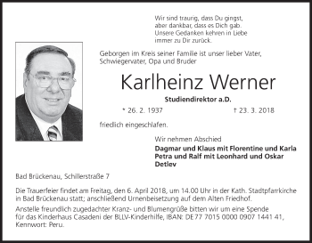 Anzeige von Karlheinz Werner von MGO
