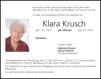 Anzeige von Klara Krusch von MGO