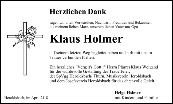 Anzeige von Klaus Holmer von MGO