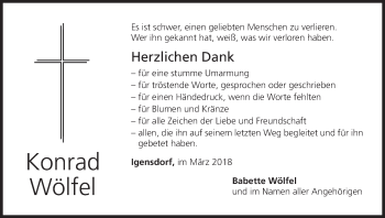 Anzeige von Konrad Wölfel von MGO