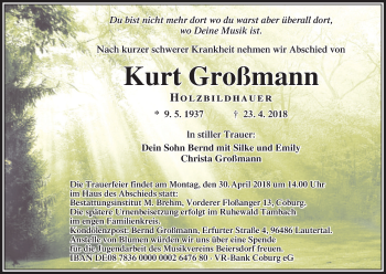 Anzeige von Kurt Großmann von MGO