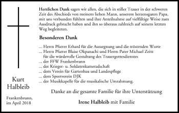 Anzeige von Kurt Halbleib von MGO