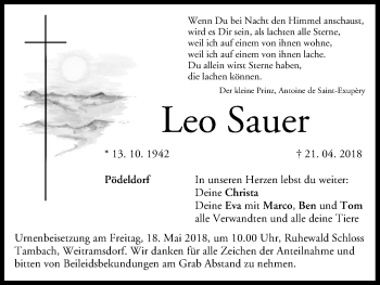 Anzeige von Leo Sauer von MGO