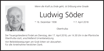 Anzeige von Ludwig Söder von MGO