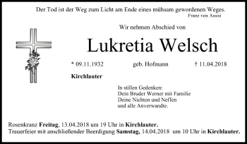 Anzeige von Lukretia Welsch von MGO
