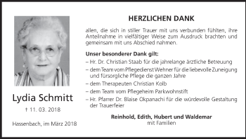Anzeige von Lydia Schmitt von MGO