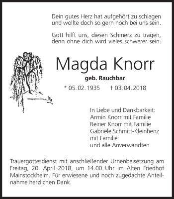 Anzeige von Magda Knorr von MGO