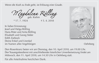 Anzeige von Magdalena Rölling von MGO
