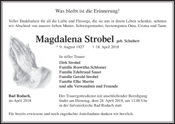 Anzeige von Magdalena Strobel von MGO