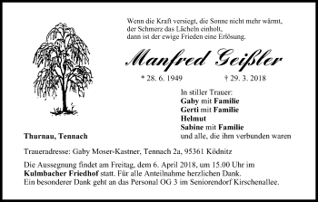 Anzeige von Manfred Geißler von MGO